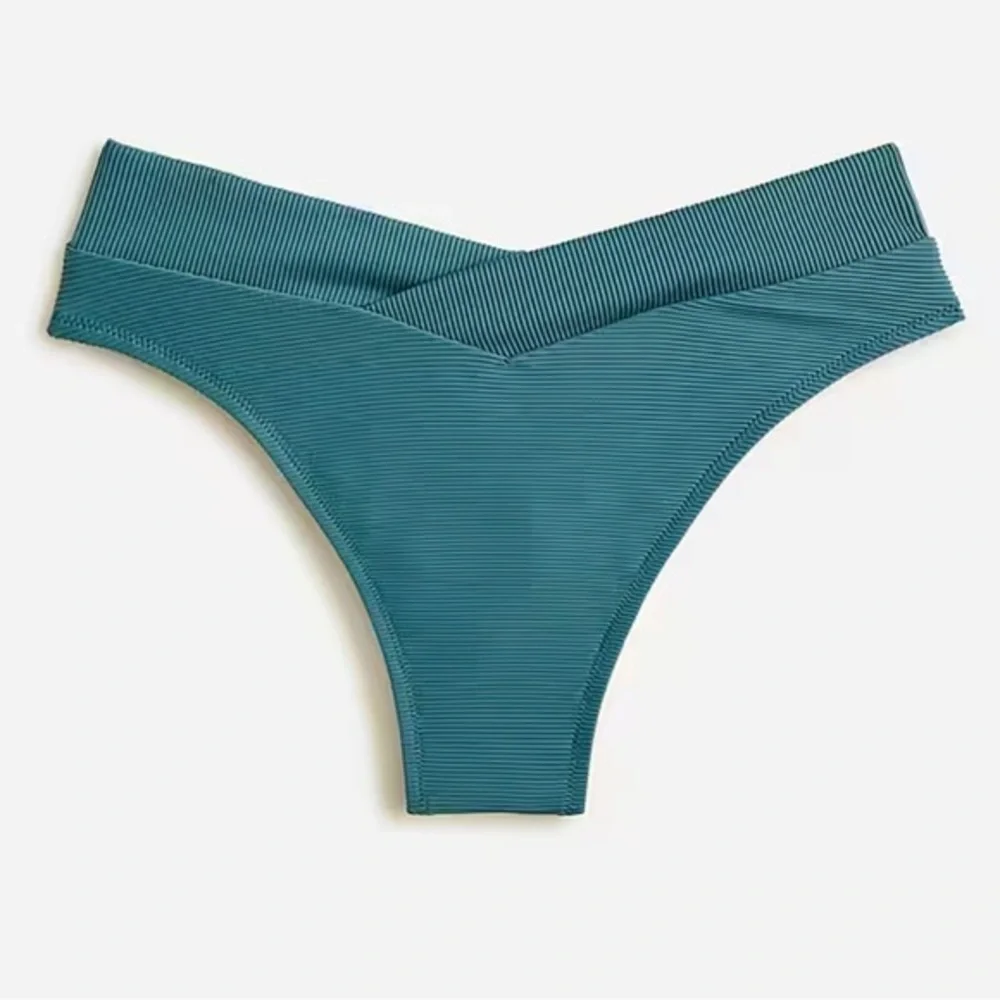 New J Crew Ribbed Cross Front Cheeky Bikini BE812